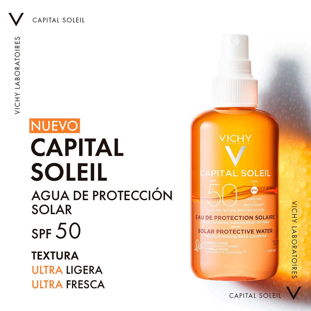 VICHY - Capital Soleil Agua Solar Protectora SPF 50 Luminosidad 200 ml